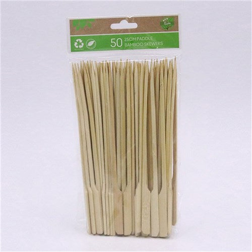 SKEWERS BAMBOO PADDLE 25CM 50PK