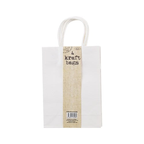 KRAFT BAG WHITE MED 4PK 15X6X20CM