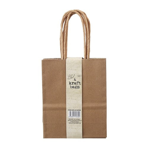 KRAFT BAG BROWN SML 4PK 11X6X13CM