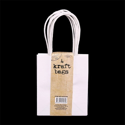 KRAFT BAG WHITE SML 4PK 11X6X13CM
