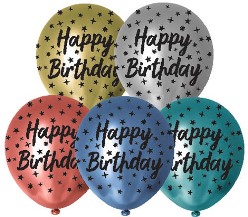 BALLOON PRINTED 10PK 30CM HB CHROME