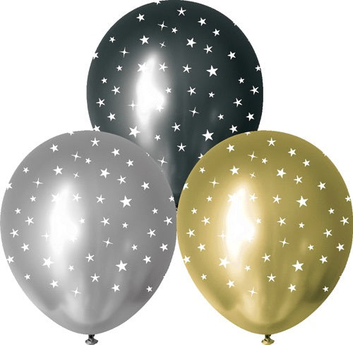 BALLOON PRINTED 10PK 30CM STAR FORMAL