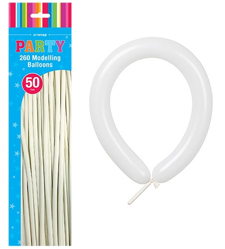 BALLOON MODELLING 50PK WHITE