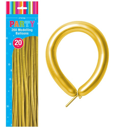 BALLOON MODELLING 20PK CHROME GOLD