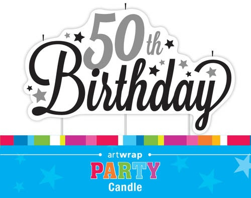 CANDLE LGE 50TH B'DAY STARS