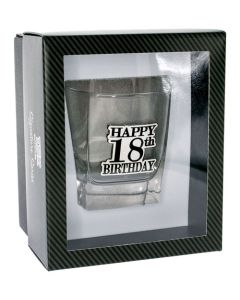 SCOTCH GLASS 18TH BADGE BLACK