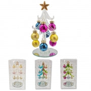XMAS TREE GLASS MINI W/BAUBLES
