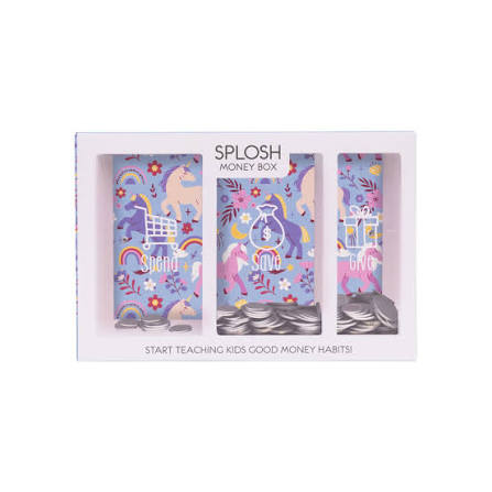 MONEY BOX KIDS UNICORN SPEND SAVE GIVE