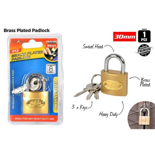 PADLOCK BRASS PLATED 30MM