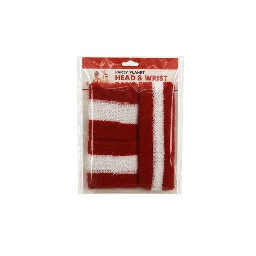 WRISTBAND 2PK & HEADBAND RED