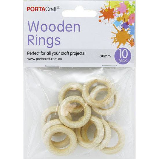 WOODEN RINGS 30MM 10PK