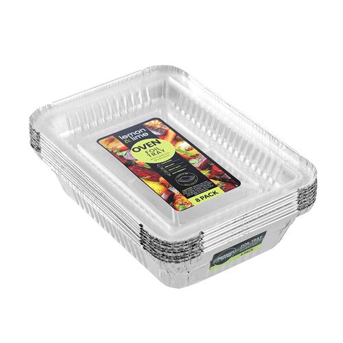 FOIL TRAY W/PLASTIC LID 8PK 22X15.5X5CM
