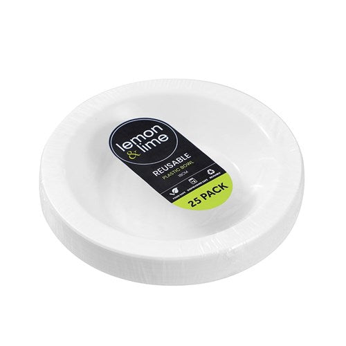 REUSABLE PLASTIC BOWL 18CM 25PK
