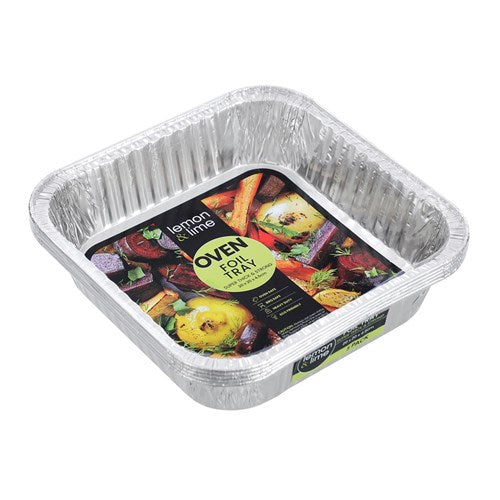 FOIL TRAYS SQR 5PK 20X20X4.5CM