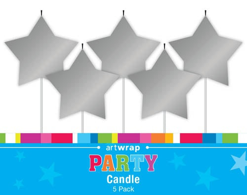 CANDLES 5 PICK STARS SILVER
