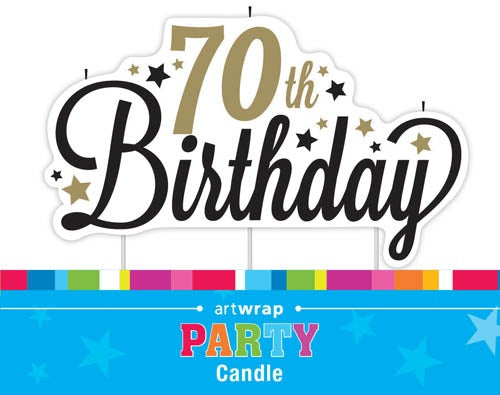 CANDLE LGE 70TH B'DAY STARS