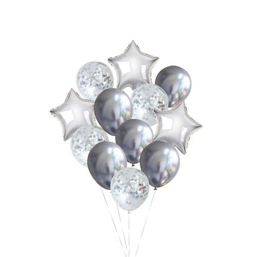 BALLOON PACK 12PC SILVER