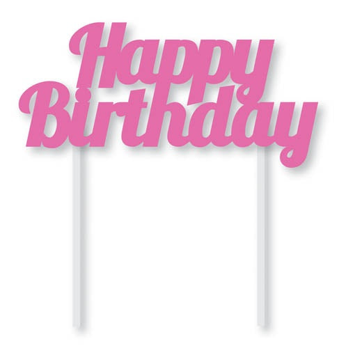 CAKE TOPPER HAPPY BIRTHDAY PINK