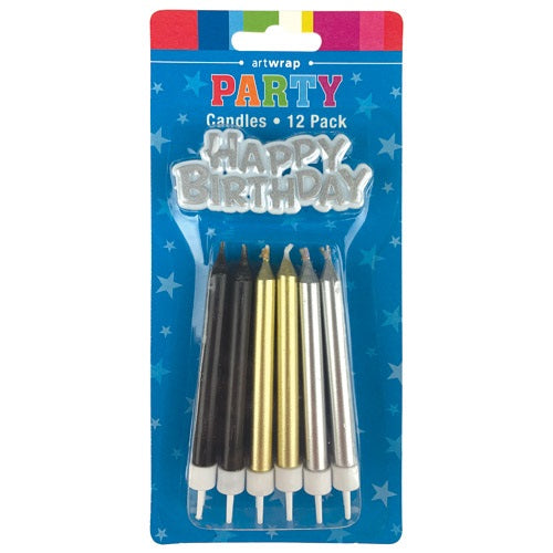 CANDLE 12PK 8CM W/PLAQUE FORMAL