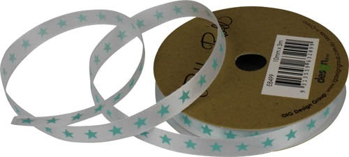 RIBBON SP 10MM X 3M WHITE STARS BLUE