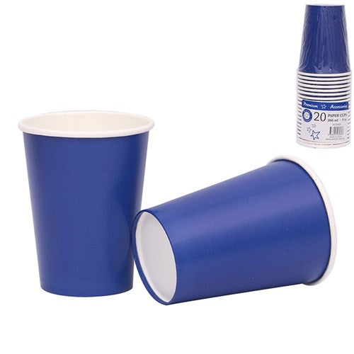 PAPER CUPS 266ML 20PK AZURE