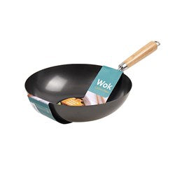 WOK W/WOODEN HANDLE 30X8.5CM