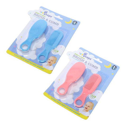 BABY BRUSH & COMB SET 2PC PINK/BLUE