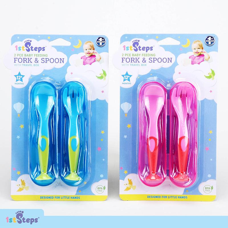 FORK & SPOON W/SUCTION CUP BASE & CASE