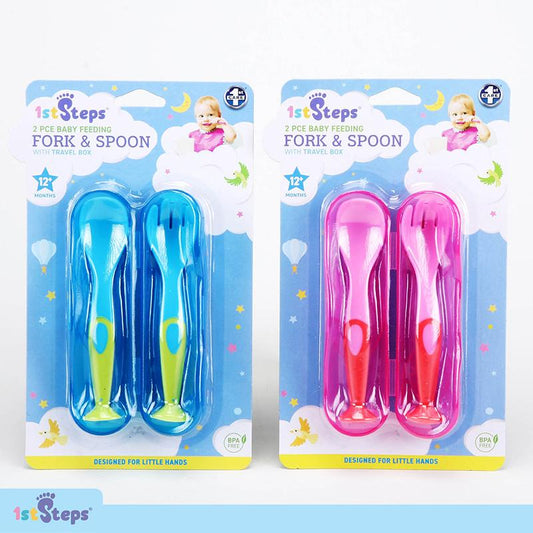 FORK & SPOON W/SUCTION CUP BASE & CASE