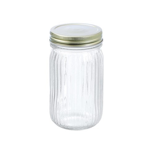 GLASS JAR ROMA RIBBED 450ML