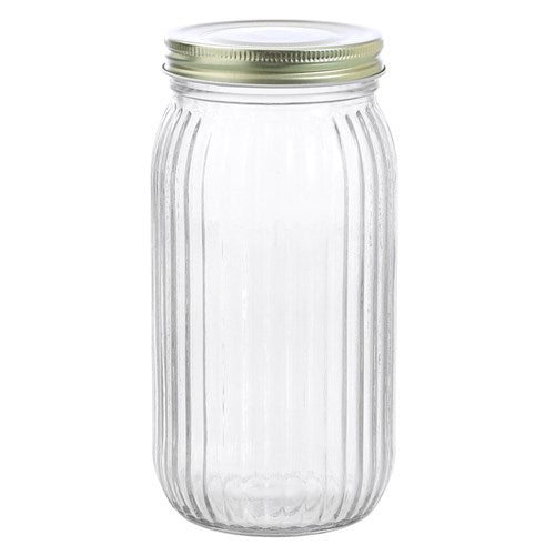 GLASS JAR ROMA RIBBED 1LT