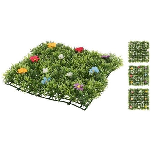 GRASS MAT 25X25CM W/FLOWERS ASST