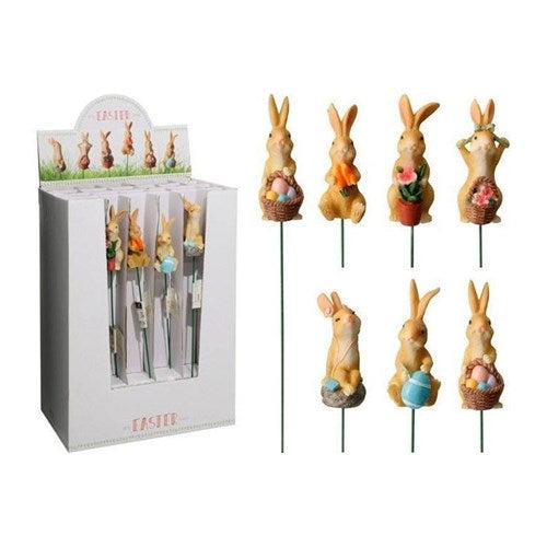 RABBIT ON STICK POLYRESIN 25CM