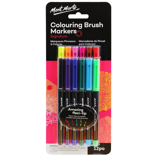 COLOURING BRUSH MARKERS 12PC MM