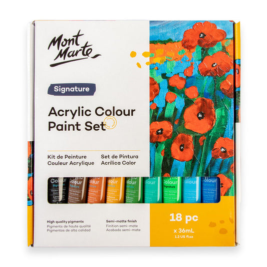 ACRYLIC COLOUR PAINT SET 18PC X 36ML