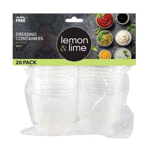 DRESSING CONTAINERS W/LIDS 20PK 60ML