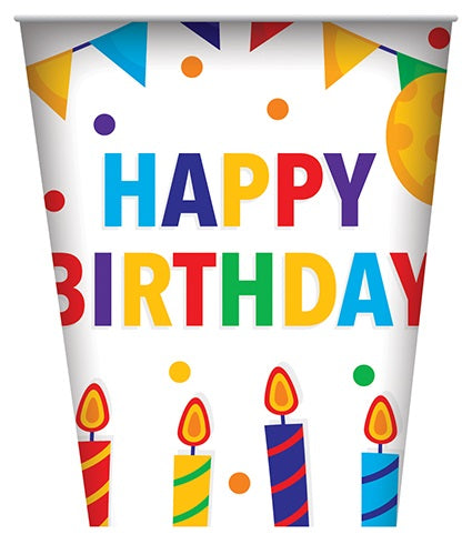 PAPER CUPS 8PK B'DAY