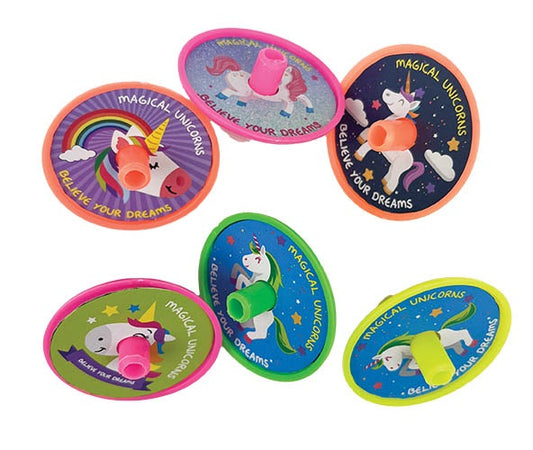PARTY FAVOURS 6PK SPIN TOP UNICORN