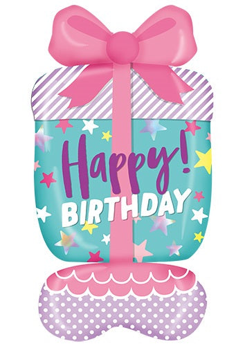 FOIL BALLOON 148CM PRESENT PINK