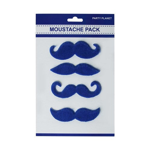 MOUSTACHE 4 PK BLUE
