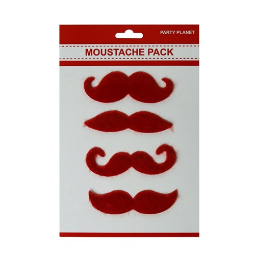 MOUSTACHE 4PK RED