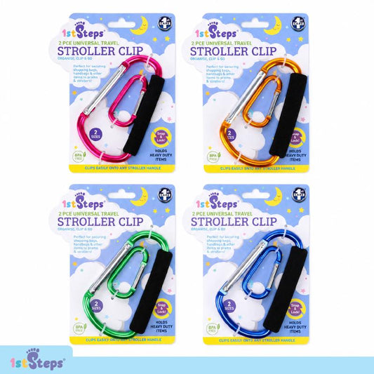 CARABINER STROLLER CLIPS PK2