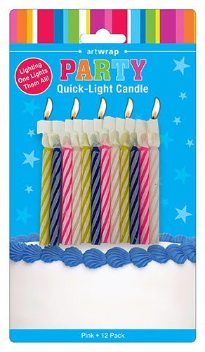 CANDLE QUICK LIGHT 12PK PINKS