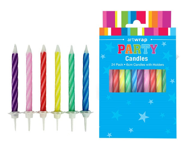 CANDLES 24PK 6CM STRIPED