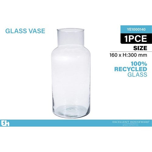 VASE GLASS RECYCLED 16X30CM
