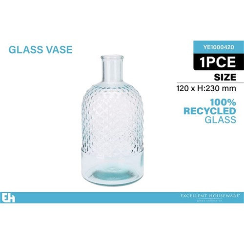 VASE GLASS RECYCLED 12X23CM