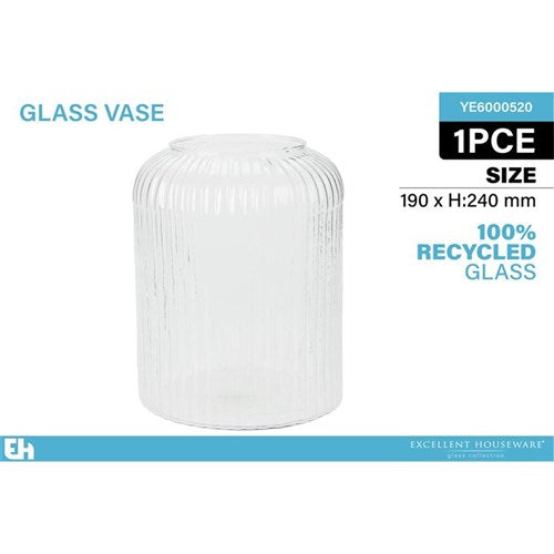 VASE RECYCLED GLASS 19X24CM