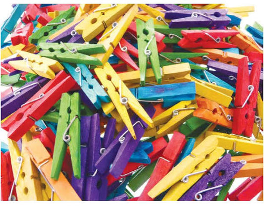 PEGS WOODEN 2.5CM CLRD 40PC