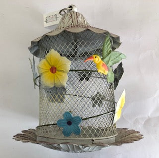 BIRDFEEDER HANGING MESH W/FLOWERS