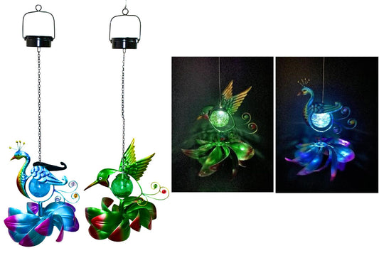 WIND SPINNER W/SOLAR LIGHT FLAMINGO/PEA